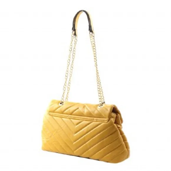 NEW Fall Collection - Mustard Yellow Shoulder Handbag - Gold Toned Chain Straps - Picture 5 of 7